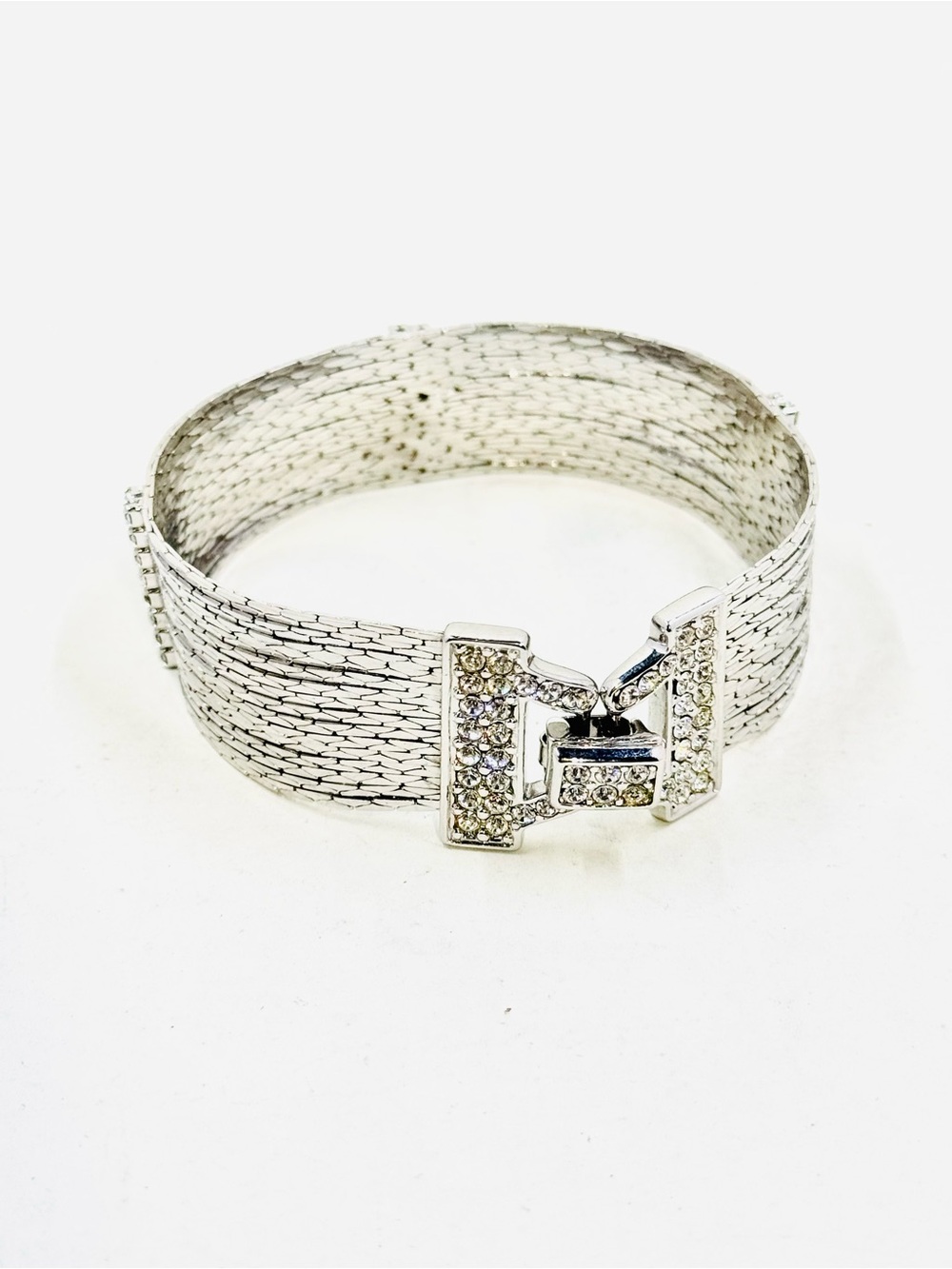 Nolan Miller Lincoln Road Silver-Tone Mesh Bracelet W/Paved Rhinestone Clasp